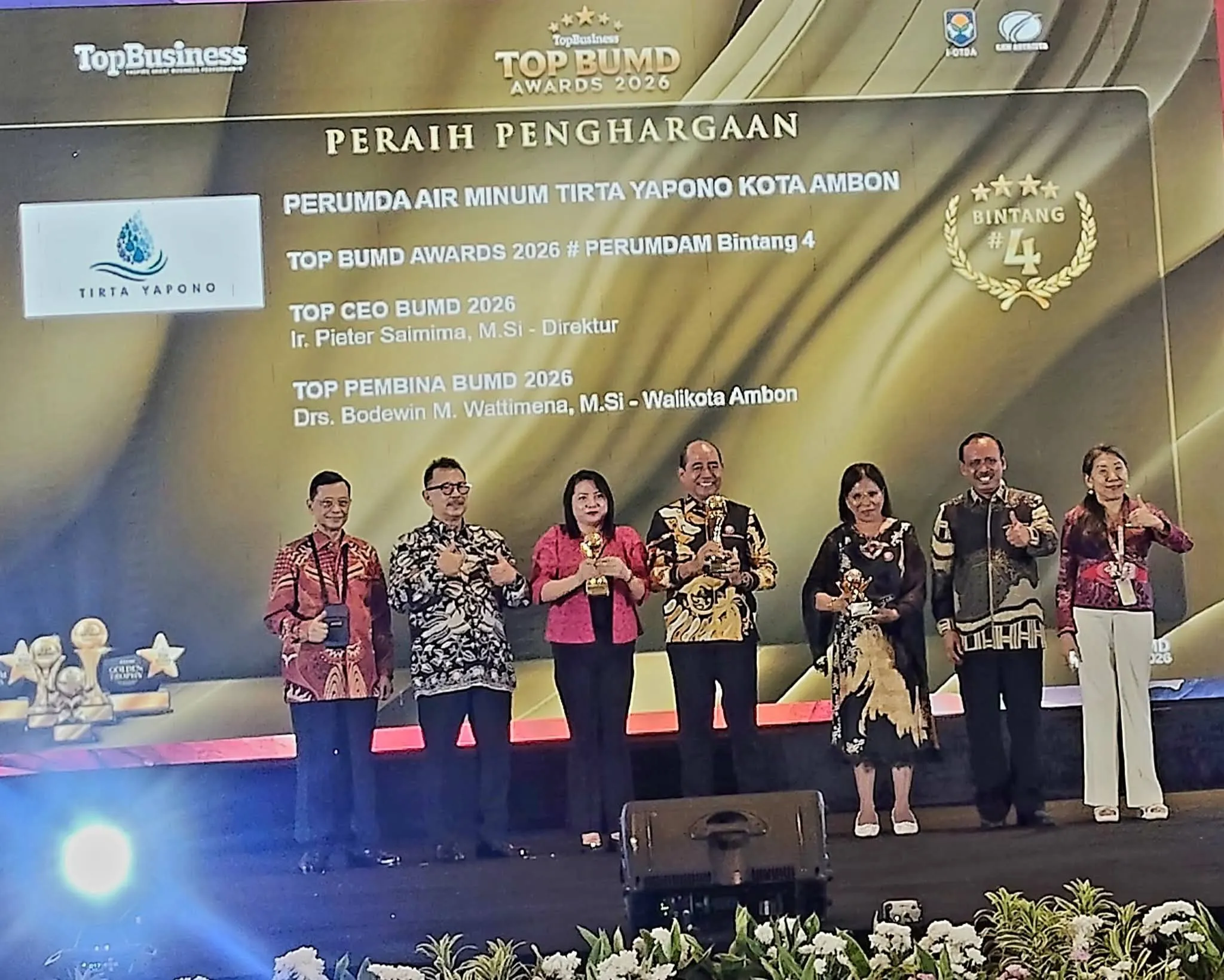 Perumdam Tirta Yapono Ambon Raih Penghargaan TOP BUMD Awards 2026 Bintang 4